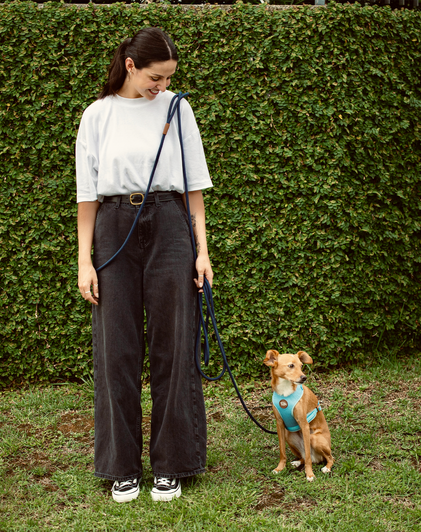 Rope Long Dog Leash 17ft - Navy Blue