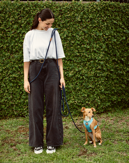 Rope Long Dog Leash 17ft - Navy Blue