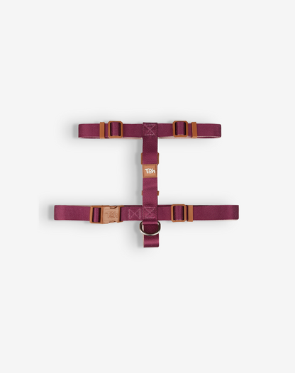 Dog H Harness Burgundy - Khaki