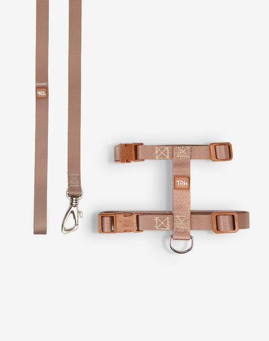 Cat H Harness + Leash Khaki - Khaki