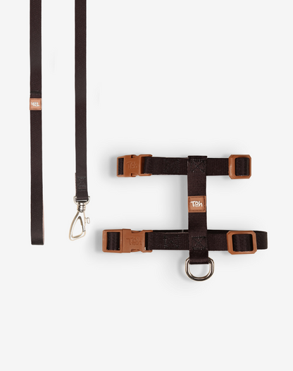 Cat H Harness + Leash Black - Khaki
