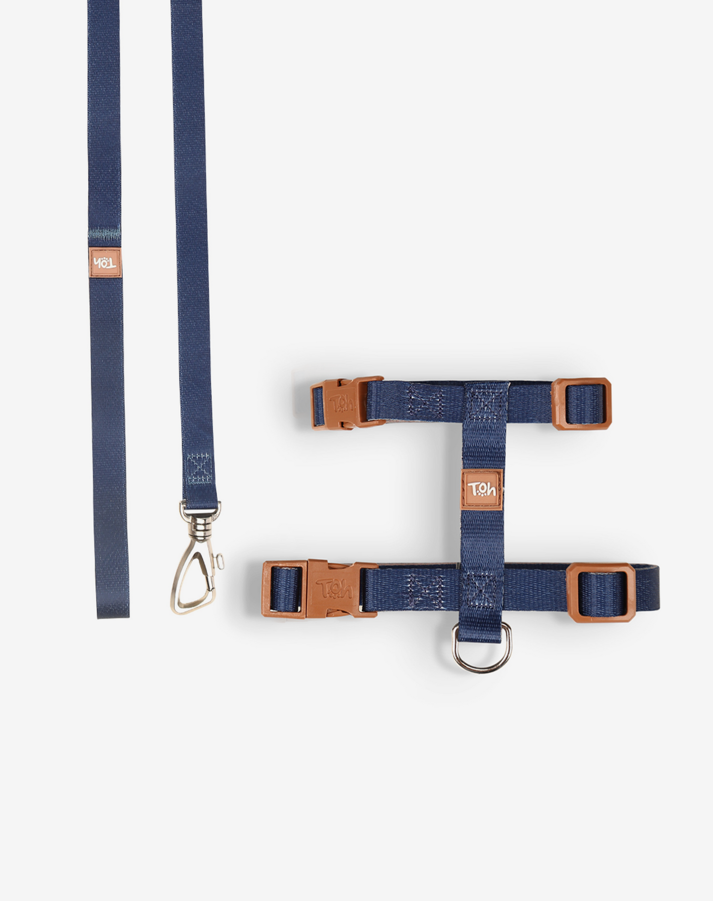 Cat H Harness + Leash Navy Blue - Khaki