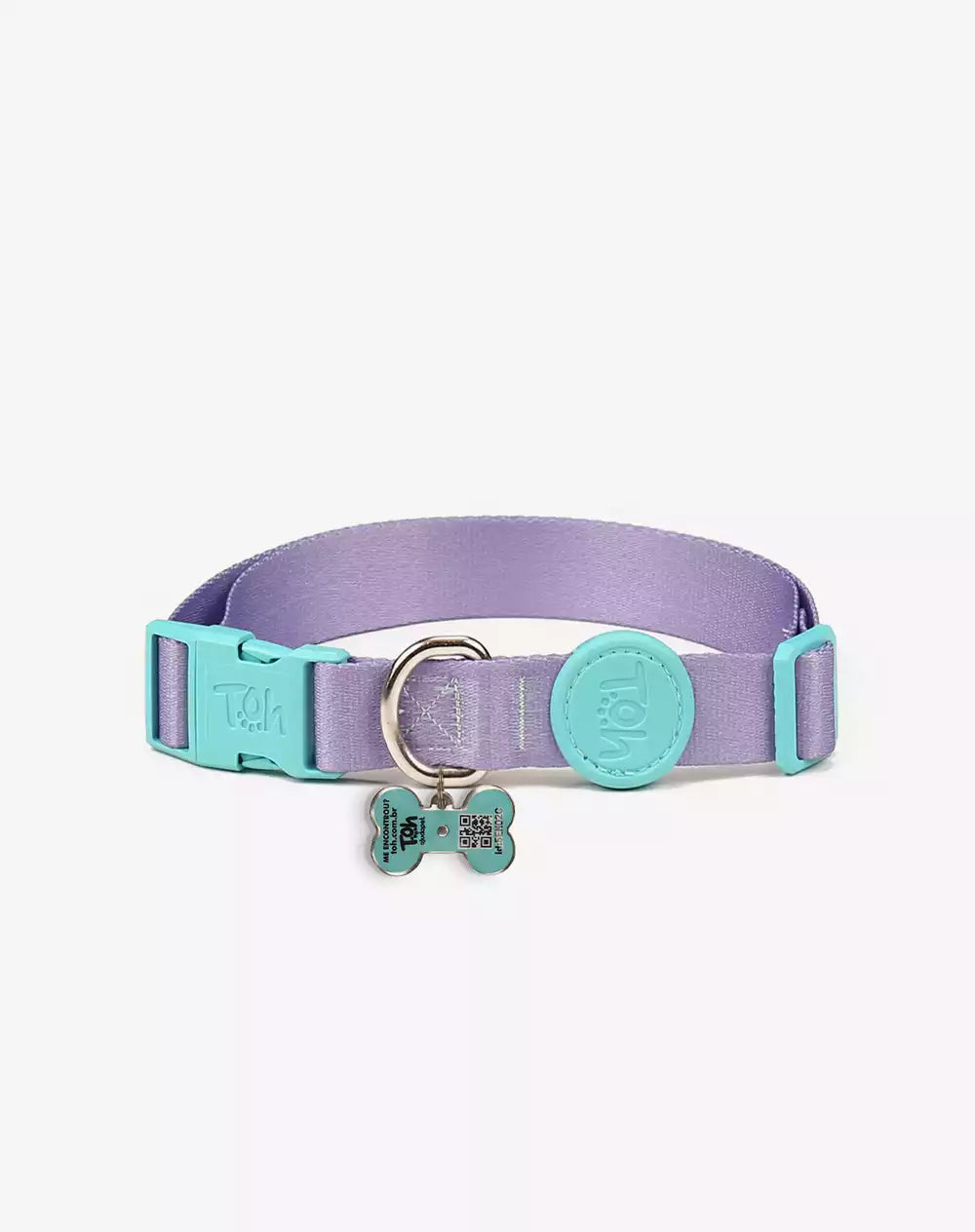 Adjustable Dog Collar with ID Tag Lilac