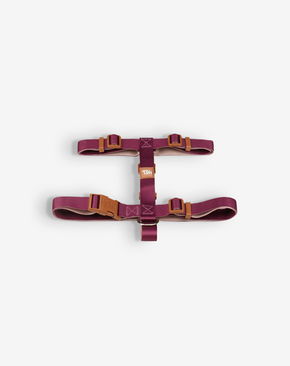 Dog H Harness Burgundy - Khaki