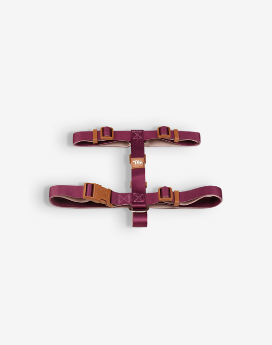 Dog H Harness Burgundy - Khaki